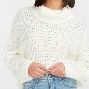 Express Cream Cowl Neck Sweater